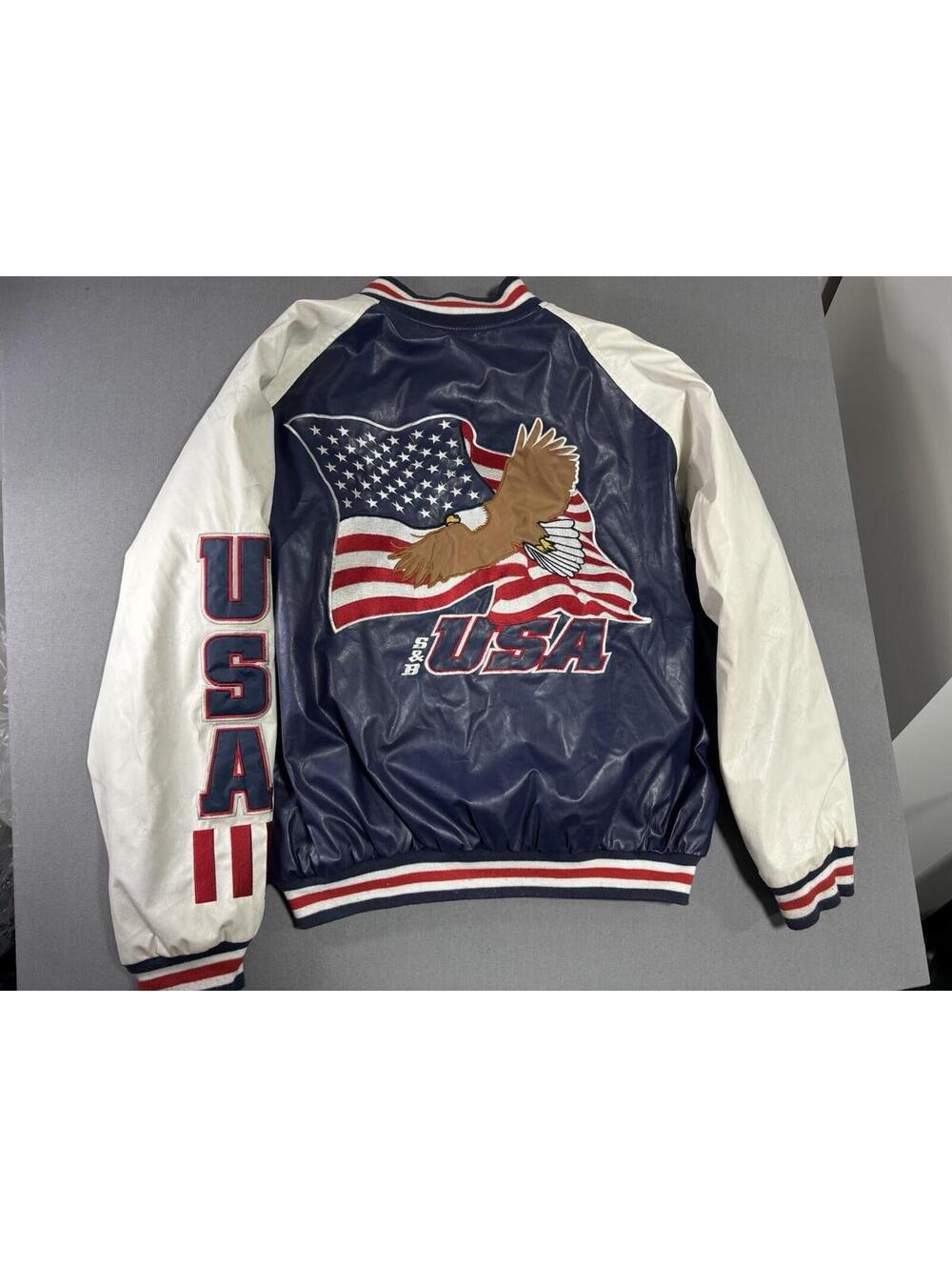 VTG 90s Steve & Barrys Varsity Jacket Adult XL Bomber USA Wool Faux Leather